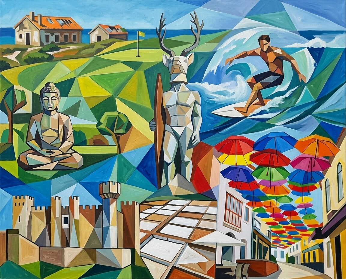 Praia d'el Rey im Stil von Picasso